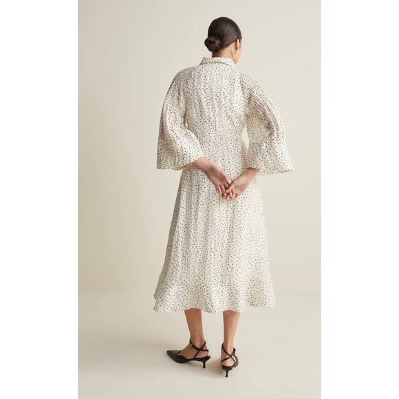 Joslin Dottie Silk Linen Midi Shirt Dress Polka Dot NWT Size 12 - Picture 9 of 15